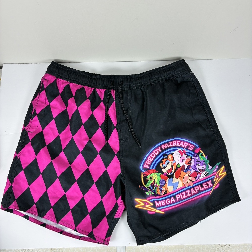 Men's Five Nights At Freddys Swim Trunks Shorts Large FNAF Fazbear New